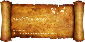 Mahács Adony névjegykártya